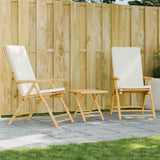 3 Piece Folding Bistro set with Cream White Cushions Bamboo 3208931