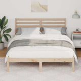 Bed Frame with Headboard Brown 135 x 190 cm Solid Pine Wood 872299