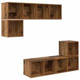 TV Cabinet Set Wall-mounted 4 pcs Old Wood Engineered Wood 3393126