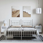 Metal Bed Frame without Mattress with Footboard White 183x213cm 353609