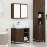 2 Piece Bathroom Furniture Set Brown Oak Engineered Wood 3300909