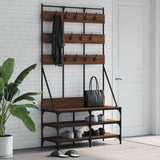 Clothes Rack with Shoe Storage Brown Oak 100x40x184 cm 837861