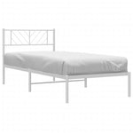 ZNTS Metal Bed Frame without Mattress with Headboard White 90x200cm 372221