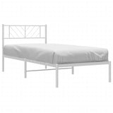 ZNTS Metal Bed Frame without Mattress with Headboard White 90x200cm 372221