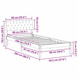 Bed frame Brown and black 90 x 190 cm Solid pine wood 878646