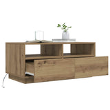 Coffee Table with LED Lights Artisan Oak 90x49x40 cm 857711