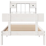 ZNTS Bookcase Bed without Mattress White 90x200 cm Solid Wood Pine 3321829