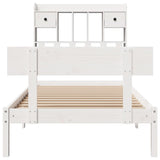 ZNTS Bookcase Bed without Mattress White 90x200 cm Solid Wood Pine 3321829