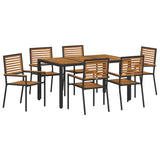 Garden Dining Set 7 pcs Black and Brown Poly Rattan 3365440