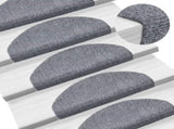 Stair Mats Self-adhesive 15 pcs 65x21x4 cm Light Grey Half Round Large 132699