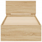 Bed Frame without Mattress with LED Lights Sonoma Oak 90x200 cm 838808