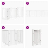 Dog Gate with Door Foldable 6 Panels White 300 cm Solid Wood Fir 352279
