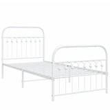 Metal Bed Frame without Mattress with Footboard White 90x190cm 376659