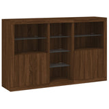 Sideboard with LED Lights Brown Oak 162x37x100 cm 3209176