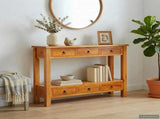 Console Table Natural 115 x 32 x 76 cm Solid Mahogany Wood 42009939