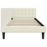 Corner Bed Frame with Headboard Cream 90 x 200 cm Velvet 42016435