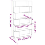 Book Cabinet/Room Divider Smoked Oak 100x24x188 cm 3187603