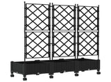 Garden Planter with Trellis&Wheels 3 pcs Black PP 3423072