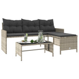 Garden Sofa with Table and Cushions L-Shaped Light Grey Poly Rattan 365577