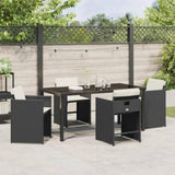 Garden Dining Set 5 pcs Black Poly Rattan 3380687