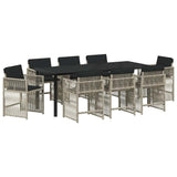 Garden Dining Set 9 pcs Light Grey Poly Rattan 3380792