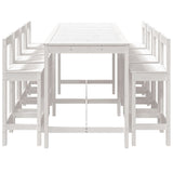 9 Piece Garden Bar Set White Solid Wood Pine 3154771