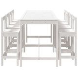 9 Piece Garden Bar Set White Solid Wood Pine 3154771