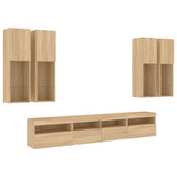 7 Piece TV Wall Cabinet Set with LED Lights Sonoma Oak 3216773