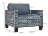 Single Rattan Armchair, with Cushions - Light Grey T3398P324020