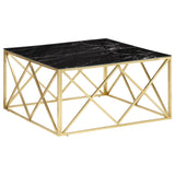 ZNTS Coffee Table Gold Stainless Steel and Tempered Glass 349980