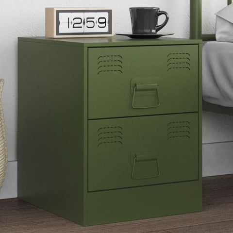 ZNTS Bedside Cabinet Green 34.5x39x44 cm Steel 841627