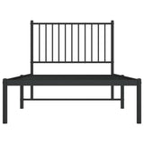 Metal Bed Frame without Mattress with Headboard Black 90x190cm 350856