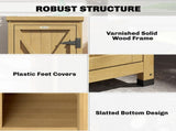 Wooden Garden Shed, Garden Tool Storage Shed with Metal Top and Shelf, Light Brown T3398P549444