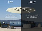 3 Cantilever Garden Parasol with Solar Powered Lights, Crank Handle & Cross Base, UPF 50, 360&deg T3398P317661