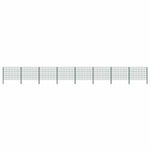 Fence Panel with Posts Iron 1385x120 cm Green 278668
