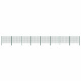 Fence Panel with Posts Iron 1385x120 cm Green 278668