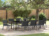 Garden Dining Set 9 pcs Black Powder-coated Steel 3379092