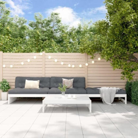 4 Piece Garden Lounge Set White Solid Wood Pine 3186628