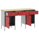 Work Cabinet 3 pcs Red and Grey Engineered Wood and Steel 3321375