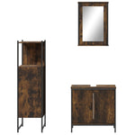 ZNTS 3 Piece Bathroom Furniture Set Smoked Oak Engineered Wood 3214822