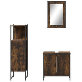 3 Piece Bathroom Furniture Set Smoked Oak Engineered Wood 3214822