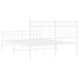 ZNTS Metal Bed Frame without Mattress with Footboard White 140x190cm 373758