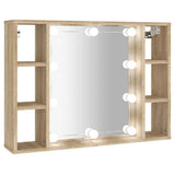 Mirror Cabinet with LED Sonoma Oak 76x15x55 cm 808858