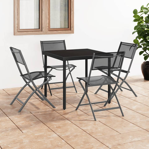 Folding Outdoor Chairs 4 pcs Black Steel and Textilene 318767