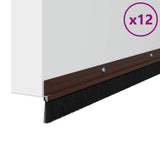 Screw-on Door Brush Seals 12 pcs Brown 100 cm Aluminium Alloy 42019446
