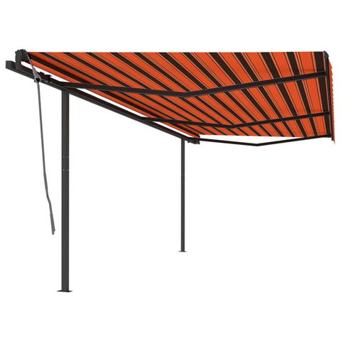 ZNTS Manual Retractable Awning with Posts 6x3 m Orange and Brown 3070200