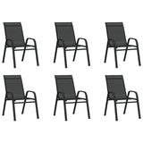 Stackable Garden Chairs 6 pcs Black Textilene Fabric 318783