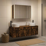 Bathroom Cabinet Set 4 pcs Smoked Oak Engineered Wood 3406667