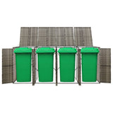 Quadruple Wheelie Bin Shed Grey 274x80x117 cm Poly Rattan 319867