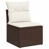 Sofa Set with Cushion Manual 8 pcs Brown and Cream Poly Rattan 3359207